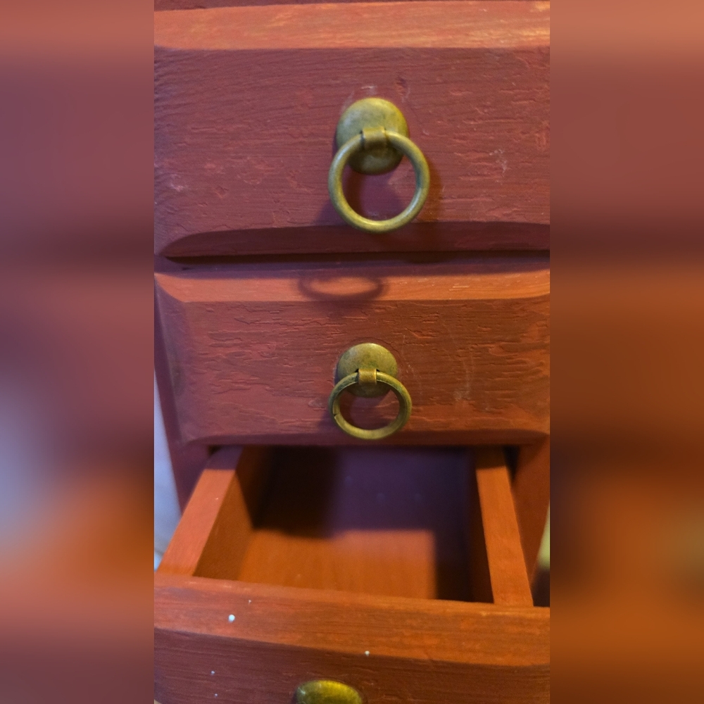 Small Wooden Jewelry Chest (Could Be Doll Dresser)